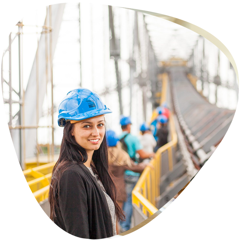 Female wearing hard hat
