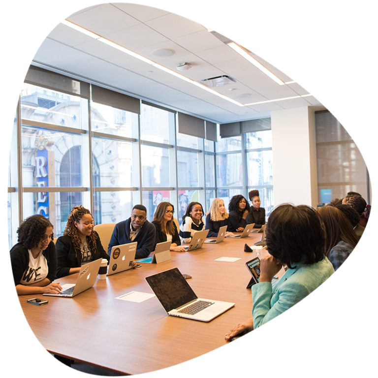 Business meeting around large table